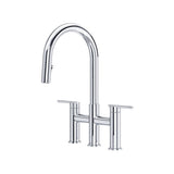 Riobel Lateral LT400 Bridge Pull-Down Kitchen Faucet With C-Spout
