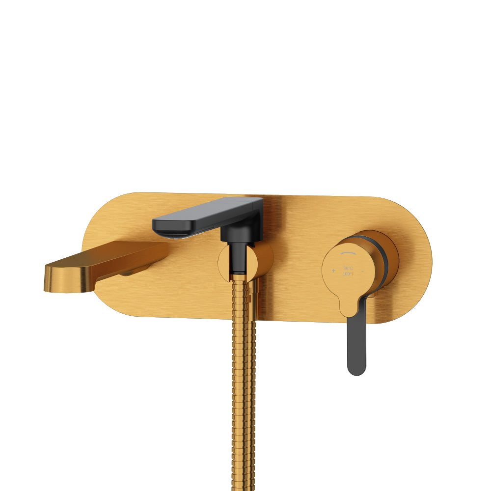 Riobel Nibi TNB21 Wall-Mount Type T/P Thermo/Pressure Balance Coaxial Tub Filler Trim With Handshower (Without Rough-in)