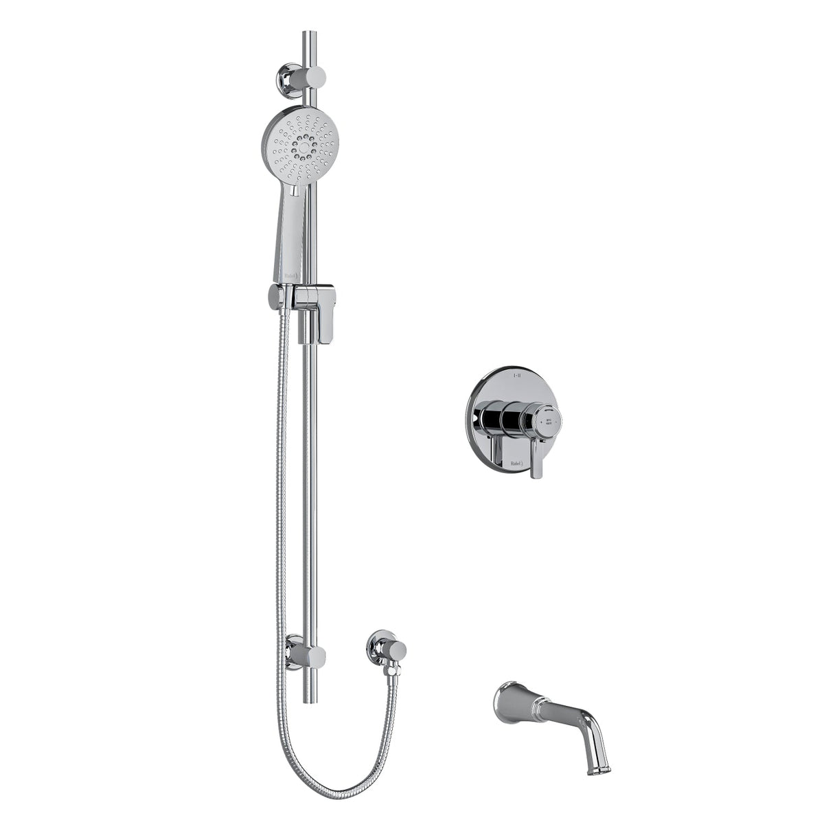 Riobel Momenti 2-Way System 1244 with Spout, Hand Shower Rail and J Shaped Handles