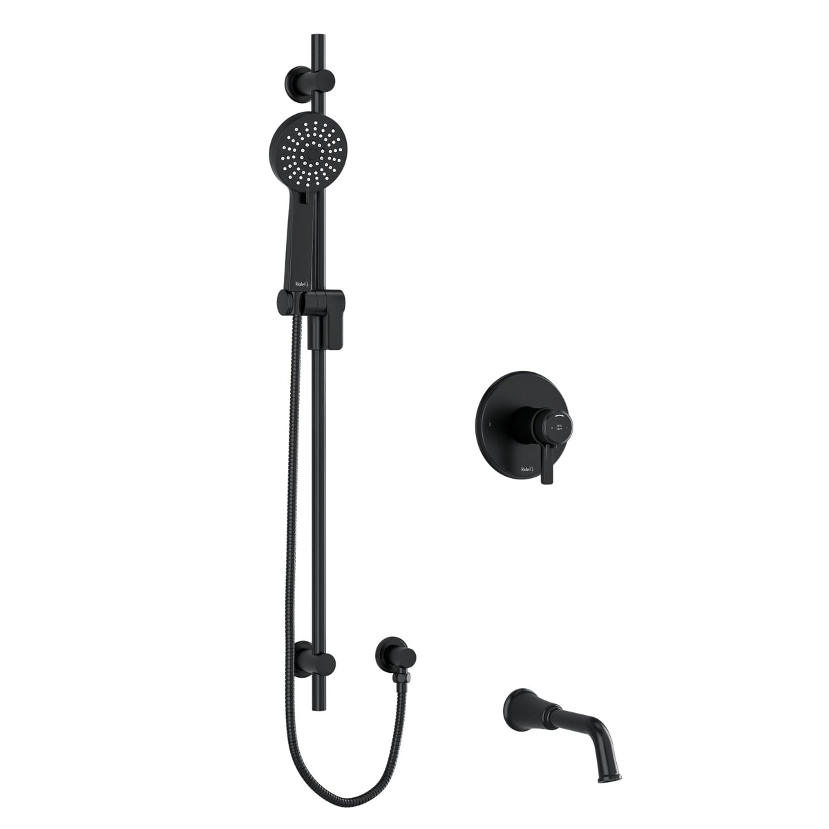 Riobel Momenti 2-Way System 1244 with Spout, Hand Shower Rail and J Shaped Handles