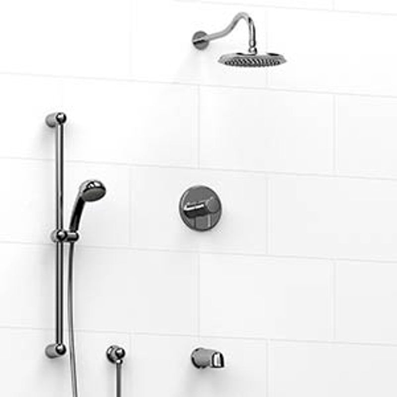 Riobel KIT1345RO Type TP thermostaticpressure balance 0.5 coaxial 3-way system with hand shower rail shower head and spout - Standard