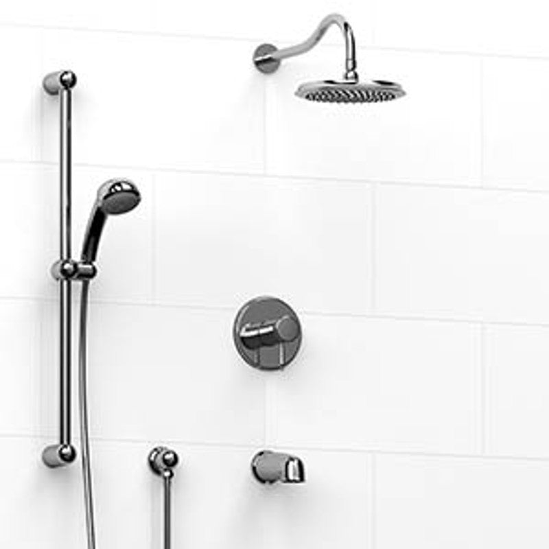 Riobel KIT1345RT Type TP thermostaticpressure balance 0.5 coaxial 3-way system with hand shower rail shower head and spout - Standard