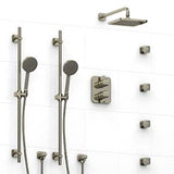 Riobel Salome KIT783SA Type TP thermostaticpressure balance 0.75 double coaxial system with 2 hand shower rails 4 body jets and
