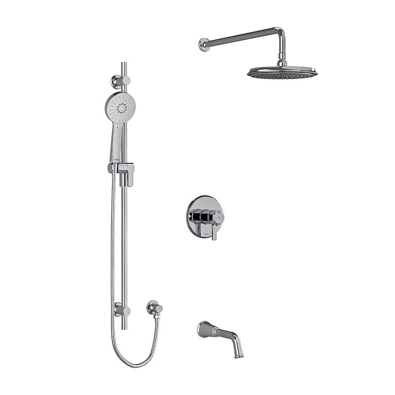 Riobel Momenti Type T/P 1/2 inch coaxial 3-way system with hand shower rail, shower head and spout