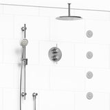 Riobel Momenti KIT483MMRDL Type T/P 3/4 inch double coaxial system with hand shower rail, 4 body jets and shower head