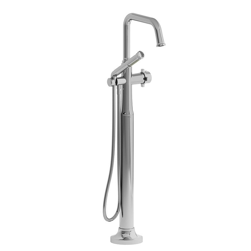 Riobel Momenti MMSQ39X 2-way Type T (thermostatic) coaxial floor-mount tub filler with hand shower