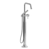 Riobel Momenti TMMSQ39J 2-way Type T (thermostatic) coaxial floor-mount tub filler with hand shower (Without Rough-in)
