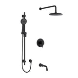 Riobel Momenti Type T/P 1/2 inch coaxial 3-way system with hand shower rail, shower head and spout