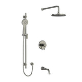 Riobel Momenti Type T/P 1/2 inch coaxial 3-way system with hand shower rail, shower head and spout