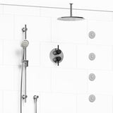 Riobel Momenti KIT483MMRDL Type T/P 3/4 inch double coaxial system with hand shower rail, 4 body jets and shower head