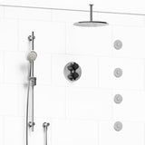 Riobel Momenti KIT483MMRDX Type T/P 3/4 inch double coaxial system with hand shower rail, 4 body jets and shower head