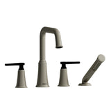 Riobel Momenti MMSQ12J 4-piece deck-mount tub filler with hand shower