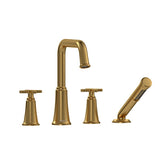 Riobel Momenti MMSQ12X 4-piece deck-mount tub filler with hand shower