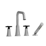 Riobel Momenti MMSQ12X 4-piece deck-mount tub filler with hand shower