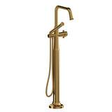 Riobel Momenti MMSQ39X 2-way Type T (thermostatic) coaxial floor-mount tub filler with hand shower