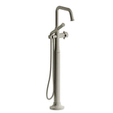 Riobel Momenti MMSQ39X 2-way Type T (thermostatic) coaxial floor-mount tub filler with hand shower
