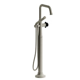 Riobel Momenti MMSQ39X 2-way Type T (thermostatic) coaxial floor-mount tub filler with hand shower