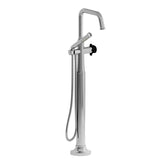 Riobel Momenti MMSQ39X 2-way Type T (thermostatic) coaxial floor-mount tub filler with hand shower