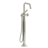 Riobel Momenti MMSQ39X 2-way Type T (thermostatic) coaxial floor-mount tub filler with hand shower