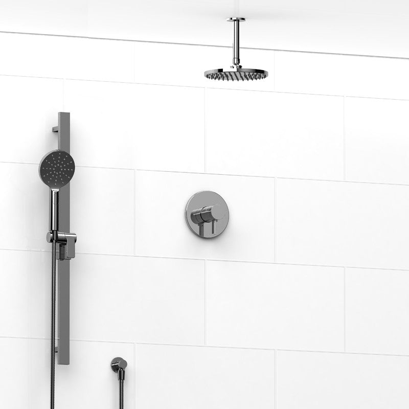 Riobel Paradox TKIT323PXTM Type TP thermostaticpressure balance 0.5 coaxial 2-way system with hand shower and shower head