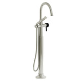 Riobel Momenti TMMRD39L 2-way Type T (thermostatic) coaxial floor-mount tub filler with hand shower (Without Rough-in)