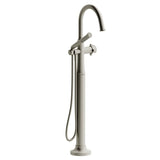 Riobel Momenti TMMRD39X 2-way Type T (thermostatic) coaxial floor-mount tub filler with hand shower (Without Rough-in)
