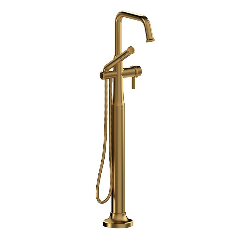 Riobel Momenti TMMSQ39J 2-way Type T (thermostatic) coaxial floor-mount tub filler with hand shower (Without Rough-in)