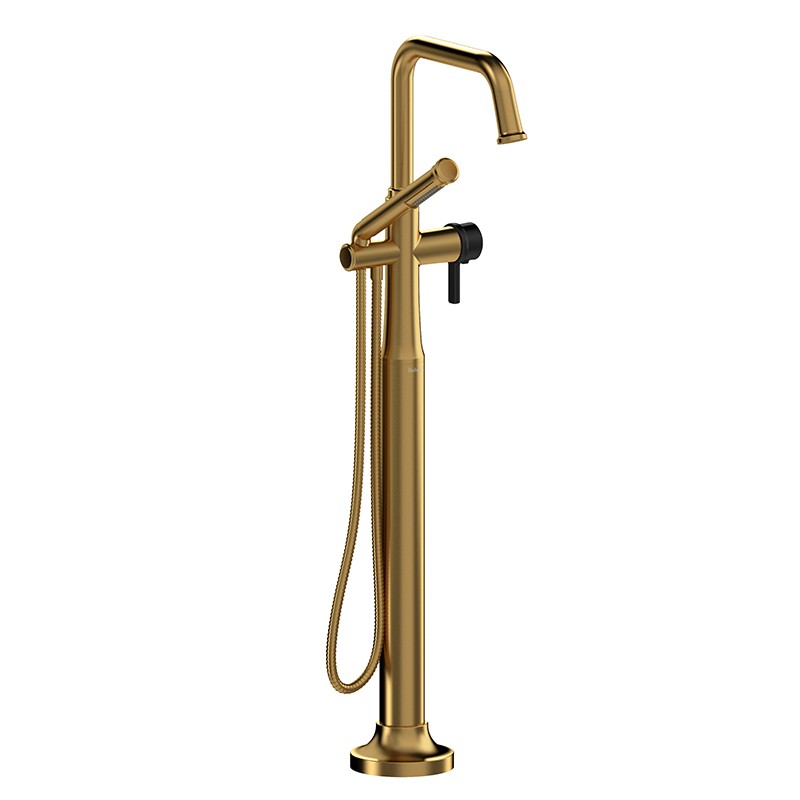 Riobel Momenti TMMSQ39J 2-way Type T (thermostatic) coaxial floor-mount tub filler with hand shower (Without Rough-in)