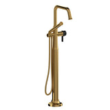 Riobel Momenti TMMSQ39J 2-way Type T (thermostatic) coaxial floor-mount tub filler with hand shower (Without Rough-in)