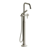 Riobel Momenti TMMSQ39J 2-way Type T (thermostatic) coaxial floor-mount tub filler with hand shower (Without Rough-in)