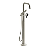 Riobel Momenti TMMSQ39J 2-way Type T (thermostatic) coaxial floor-mount tub filler with hand shower (Without Rough-in)