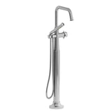 Riobel Momenti MMSQ39 2-way Type T (thermostatic) coaxial floor-mount tub filler with hand shower