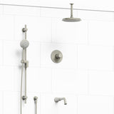 Riobel Momenti KIT1345MMRD Type T/P 1/2 inch coaxial 3-way system with hand shower rail, shower head and spout - Cross Handle
