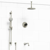 Riobel Momenti KIT1345MMRD Type T/P 1/2 inch coaxial 3-way system with hand shower rail, shower head and spout - Cross Handle