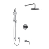 Riobel Momenti KIT1345MMRD Type T/P 1/2 inch coaxial 3-way system with hand shower rail, shower head and spout - Cross Handle