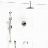 Riobel Momenti KIT1345MMRD Type T/P 1/2 inch coaxial 3-way system with hand shower rail, shower head and spout - Cross Handle