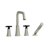 Riobel Momenti MMSQ12 4-piece deck-mount tub filler with hand shower