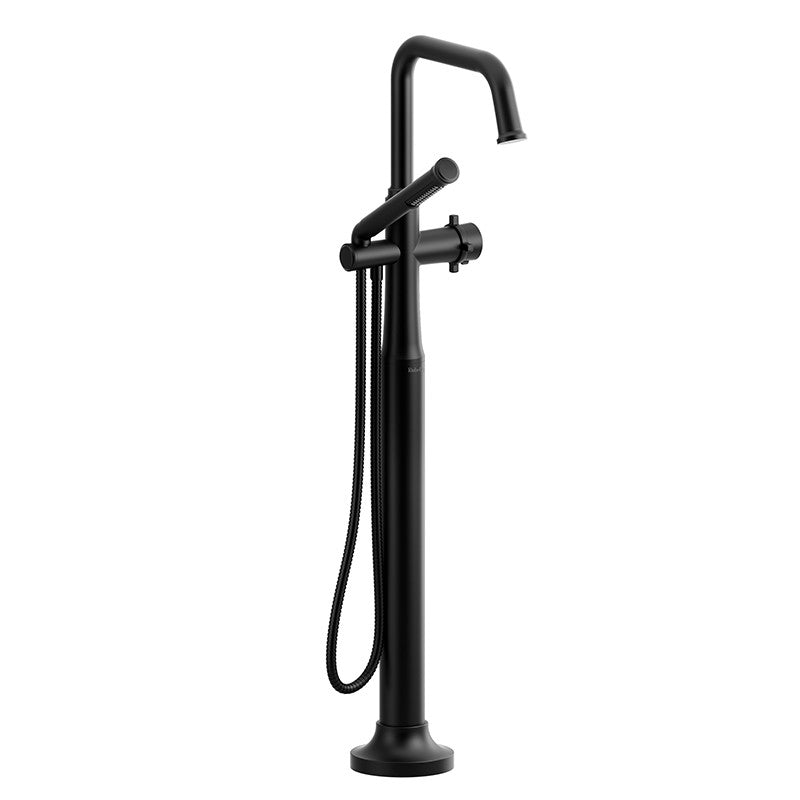 Riobel Momenti MMSQ39 2-way Type T (thermostatic) coaxial floor-mount tub filler with hand shower