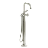 Riobel Momenti MMSQ39 2-way Type T (thermostatic) coaxial floor-mount tub filler with hand shower