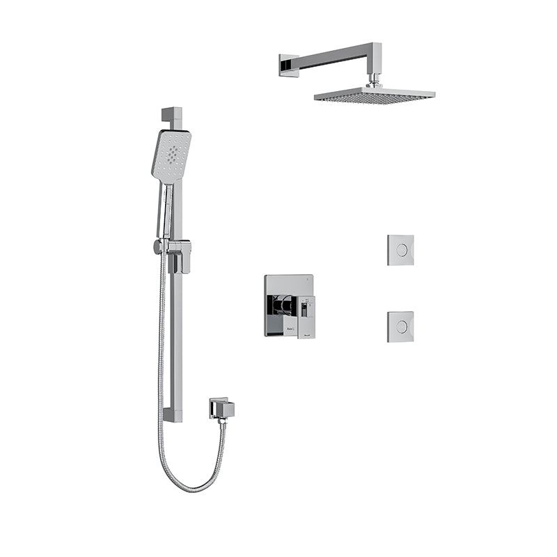 Riobel Kubik 3-Way Shower System, Hand Shower Rail, Elbow Supply, Shower Head and 2 Body Jets KIT3545US