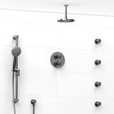 Riobel GS KIT446GS Type T/P (thermostatic/pressure balance) double coaxial system with hand shower rail, 4 body jets and shower