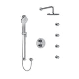 Riobel RIU Knurled KIT446RUTM+KN Type T/P double coaxial system with hand shower rail, 4 body jets and shower head