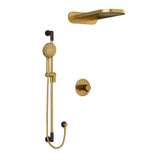 Riobel Parabola KIT2745PB Type T/P thermostatic/pressure balance ½" coaxial 3-way system with hand shower rail and rain and casc
