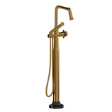 Riobel Momenti MMSQ39 2-way Type T (thermostatic) coaxial floor-mount tub filler with hand shower