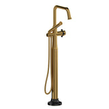 Riobel Momenti MMSQ39X 2-way Type T (thermostatic) coaxial floor-mount tub filler with hand shower