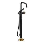 Riobel Momenti MMSQ39X 2-way Type T (thermostatic) coaxial floor-mount tub filler with hand shower