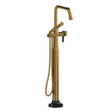 Riobel Momenti TMMSQ39J 2-way Type T (thermostatic) coaxial floor-mount tub filler with hand shower (Without Rough-in)
