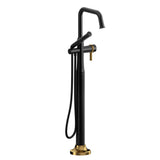 Riobel Momenti TMMSQ39J 2-way Type T (thermostatic) coaxial floor-mount tub filler with hand shower (Without Rough-in)