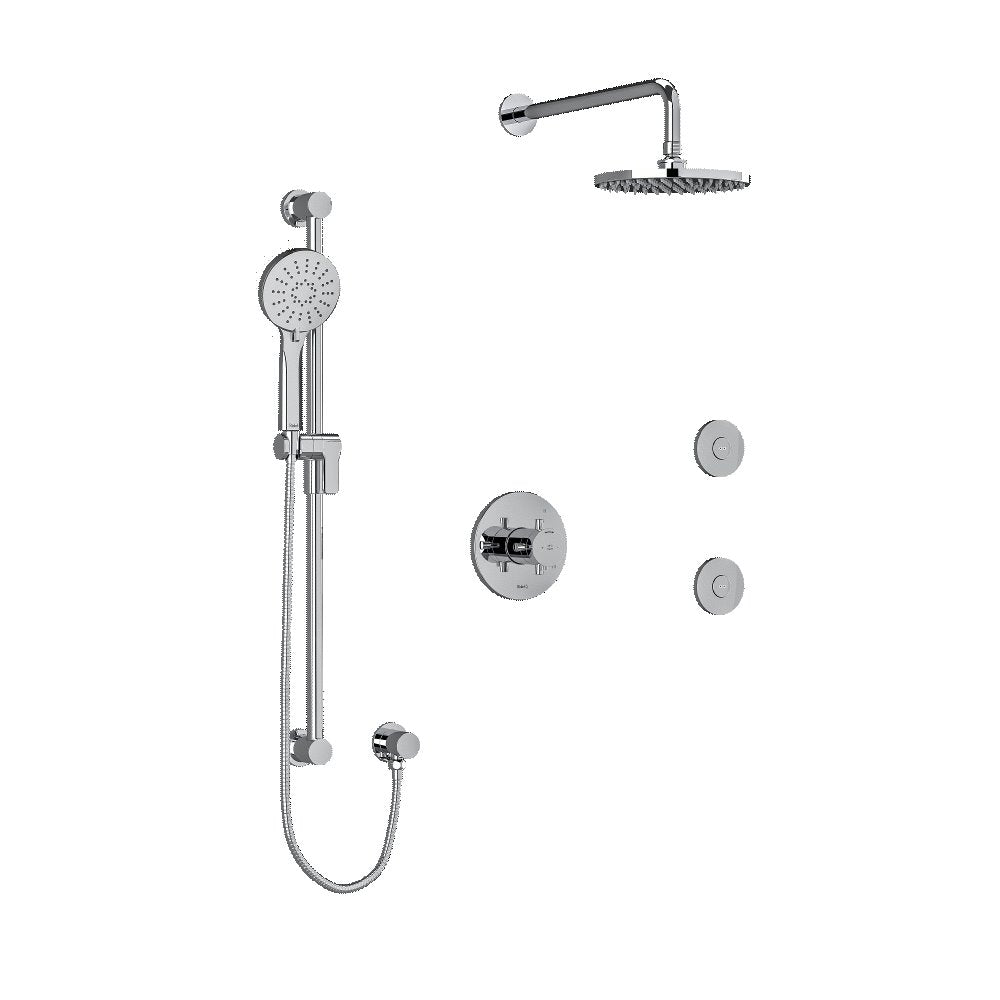 Riobel Edge KIT3545EDTM Type TP thermostaticpressure balance 0.5 coaxial 3-way system with hand shower rail shower head and spou - Cross handle