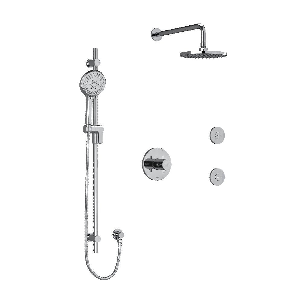 Riobel Pallace KIT3545PATM Type TP thermostaticpressure balance 0.5 coaxial 3-way system with hand shower rail shower head and s - Cross Handle